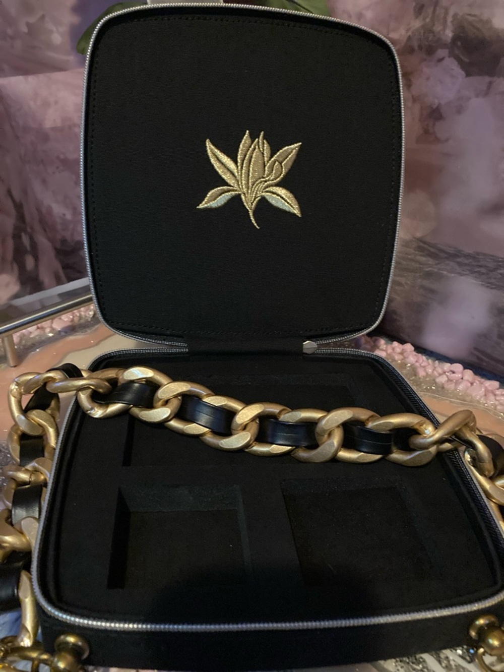 CHANEL Black Shoulder Bag with Gold Chain Detail - Picture 2 of 4